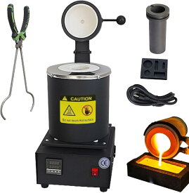 電気溶解炉 デジタル金属熔融炉 1500℃110V デジタル温度制御溶解炉 ジュエリー鋳造マシン 断熱カバー グラファイト坩堝 精錬ゴールドシルバースクラップ用 金銀融解用 Black