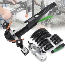 チューブベンダーキット、銅パイプベンダー、1/4インチ-7/8インチラチェット銅パイプベンダーセット、ダイ7個付き、チューブカッターとバリ取りリーマー付き、冷蔵庫エアコン修理用