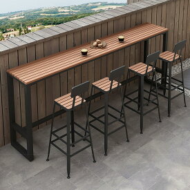 『ポイント5倍!11月限定!』ベランダ テーブルセット 5点セット カウンターテーブル カウンターチェア 屋外 ダイニングテーブル カフェテーブル ガーデンファニチャー 屋外テーブル プラスチック製の木製のテーブルトップ 金属フレーム 屋内/屋外 防水性と耐日光性
