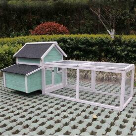 鶏小屋 屋外 大型 木製+亜鉛メッキ鋼製 鶏舎 鶏ペン 屋根付き 高耐久 庭用 農場用 耐候性 防雨 防風性 家禽ケージ ウサギハッチ 七面鳥 アヒル ガチョウ チキンラン アヒル ウサギの生息地用 飼育ケージ 組み立て簡単 青 180cm×90cm×70cm