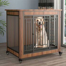 木製 犬 ケージ 無垢材 ゲージ キャスター付き ペットサークル 大型犬 犬小屋 屋内 ペットケージ サークル 組み立てが簡単 頑丈で耐久性があります 小型犬から大型犬まで対応 (Size : 110x75x98CM)