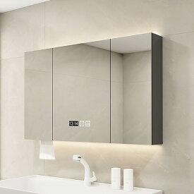 『ポイント4倍!11月限定!』多機能壁掛けミラーキャビネット,浴室お風呂 鏡スマート調光機能付き,LED照明ミラーキャビネット洗面所 浴室 ミラー 曇り止め浴室鏡 収納付き 多層収納 防水 ファッション 省スペース 簡単収納 (Color : 白 100*70*12cm grey