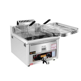 【売れ筋人気商品・ポイント5倍】新登場ガスフライヤー 業務用、卓上/垂直 ガスフライヤー、インテリジェント温度制御と安全ハンドル、イージークリーニングとステンレス鋼の揚げ鍋 (液化ガス,17L)