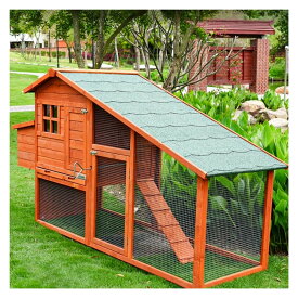 鶏小屋、大型木製鶏ケージ、屋外用の飼育ケージ、鶏舎雨を防ぐ機能があります、トレイ付きそして多扉設計 組み立てが簡単 屋内および屋外用