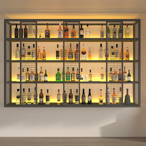 工業用壁掛けワインラック、金属製吊り下げワインラック、酒棚 ディスプレイ、酒ラック、壁面収納ラック、ワインキャビネット、キッチンバーユニット、ウォールシェルフストレージオー