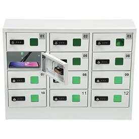 携帯電話ロッカー、スチールロッカー、鍵付き携帯電話キャビネットロックボックス、スマホ ロッカー、携帯電話キャビネットロッカー、ミニ充電器とコンビネーションロックを備えた充電ステーションキャビネット 二重セキュリティドア、オフィス、