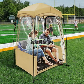 テント スポーツテント 耐候性ポッド スポーツポッド サッカーテント アウトドア 1～2人用バブルテント 即席透明全天候型ポッド スポーツ観戦 キャンプ 釣り 寒い天候用 イエロー