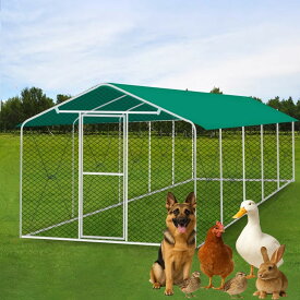 鶏小屋 屋外 大型 亜鉛メッキ鋼製 雨よけ 扉付き 犬小屋 屋根付き 日よけ 家禽ケージ飼育ケージ 組み立て簡単分解して繰り返し使用可能(3*10*2m)