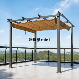 【全アルミ製】パーゴラ 屋外 3×3m 3×3.65m ガーデンパーゴラ ポリカーボネート屋根 日よけシェード LEDライト付き 選べるタイプ 10cm角柱 防水 UVカット サンシェード テラス 庭 ベランダ バルコニー カフェ ガゼボ 大型 おしゃれ