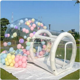 インフレータブル バブル ハウス テント 空気注入式バブルハウスドーム 子供用 屋外 星空が見える透明なテントバルーン バブル クリア テント空気ポンプ パーティー 結婚式 イベント 展示会用 (3mバブルハウス+チャンネル)