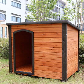 木製犬小屋 大型犬屋 外の全天候型 大中小犬舎 オールシーズン利用可能 組立式 防水 防寒暖 113x81x83 屋外屋内用