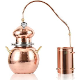 純銅密造酒蒸留器10L、冷却管と温度計付き、ウイスキー、密造酒エッセンシャルオイル用自家醸造キット、DIYキット
