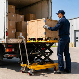 リフトテーブル 油圧式 台車 荷物昇降リフト 手押し式 昇降プラット 足踏み＋ハンドル上昇下降 最高位126cm 業務用 台車 荷物 運搬 作業台
