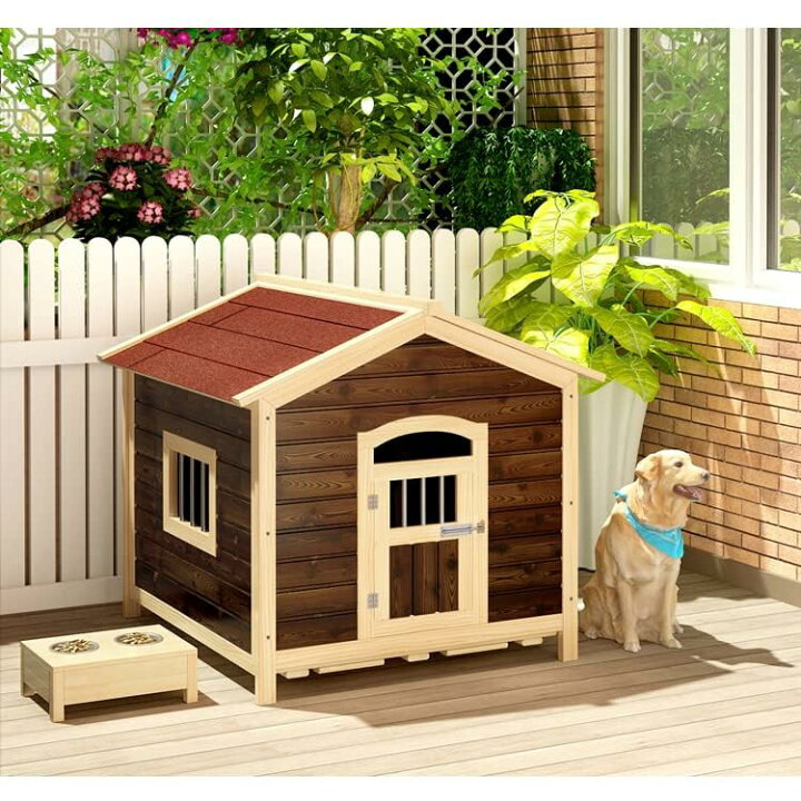 楽天市場】ウッドドッグハウス、無垢材の犬小屋 、防雨・防水ドッグ 