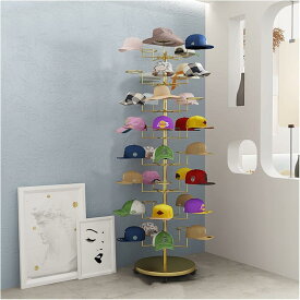 帽子スタンド、帽子 収納 キャップラック 8層 可動式 帽子 ディスプレイタワー 商業用 キャップ・ヘッドウェア オーガナイザーラック 40個のフック付き。 小売店用 クロークルーム 衣料品店 Black 8-Tier