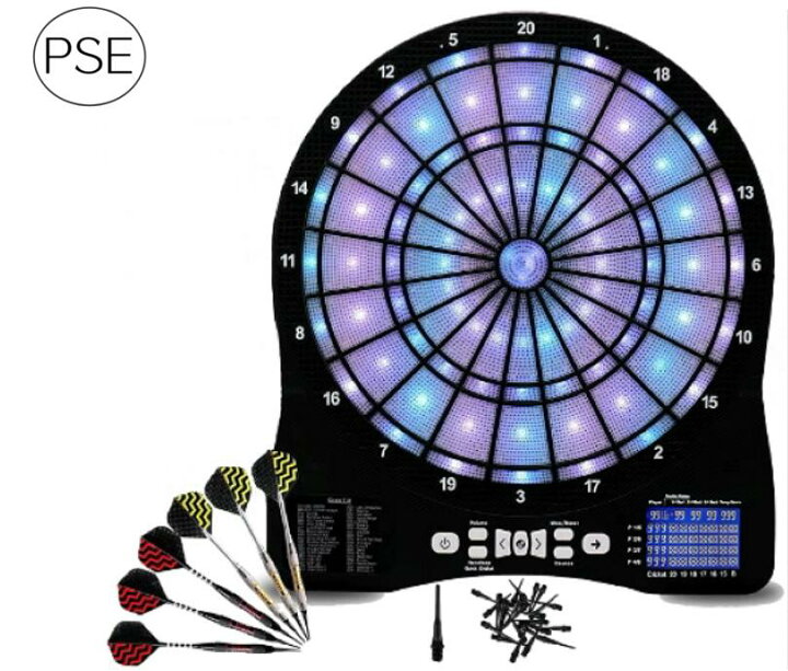 楽天市場】電子ダーツボードセット、LED自動採点発光電子ダーツセット 
