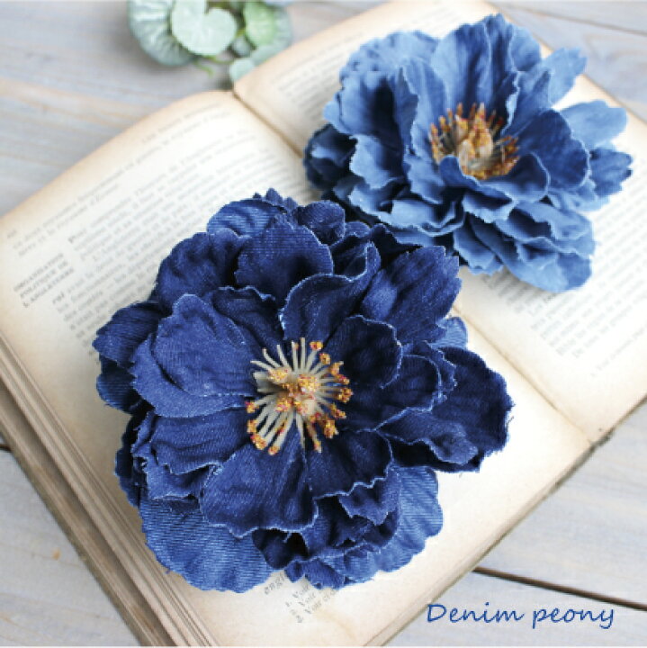 楽天市場】Denim デニムピオニーコサージュ 造花 髪飾り 卒園式 卒業式  