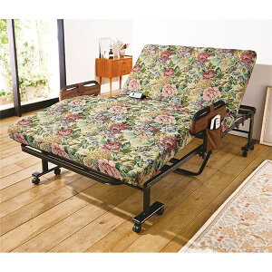 【水曜定休セール!ポイント7倍】 電動ベッド 折りたたみベッド 〔 高反発 セミシングル 花柄 〕 組立簡単 寝心地が選べる電動ベッド 組立品
