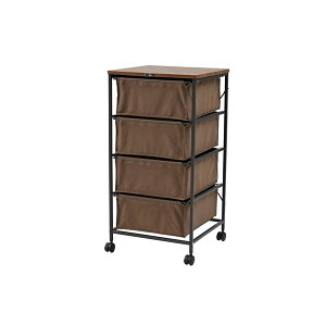 【水曜定休セール!ポイント7倍】 チェスト 4段 約幅43cm ブラウン キャスター付き ストッパー付き スチール リビング インテリア家具 収納家具 組立品