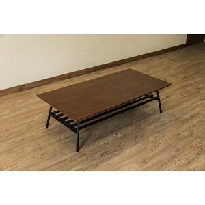 【水曜定休セール!ポイント7倍】 棚付き折れ脚テーブル/折りたたみローテーブル (幅120cm ウォールナット) 棚板取り外し可 『Luster』 木目調 (完成品)(代引不可)