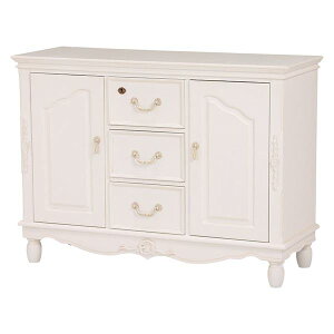 【P5倍】 キャビネット リビング収納 幅110cm 木製 脚付き 鍵付き 引き出し収納 扉収納 ヨーロピアン調 リビング ベッドルーム(代引不可)