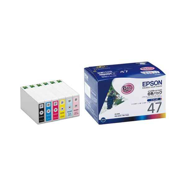 （まとめ） エプソン EPSON インクカートリッジ 6色パック IC6CL47 1箱（6個：各色1個） 【×3セット】のサムネイル