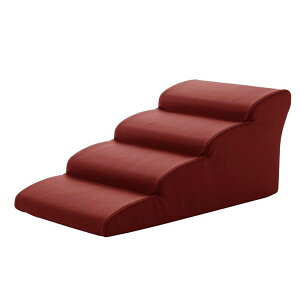 【P13倍!10/25】 ドッグステップ/ペット用品 (4段 レッド) 幅40.5cm 合皮/合成皮革張地 ウレタンフォーム 〔リビング 室内犬〕(代引不可)