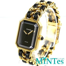 Chanel シャネル プルミエール M レディース腕時計 クォーツ H0001 ブラック ゴールド 黒 ドレスウォッチ チェーン 【中古】