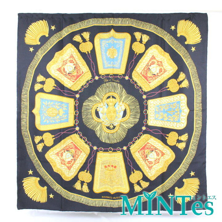 楽天市場】Hermes エルメス カレ 90 スカーフ ブラック系 黒 ゴールド  