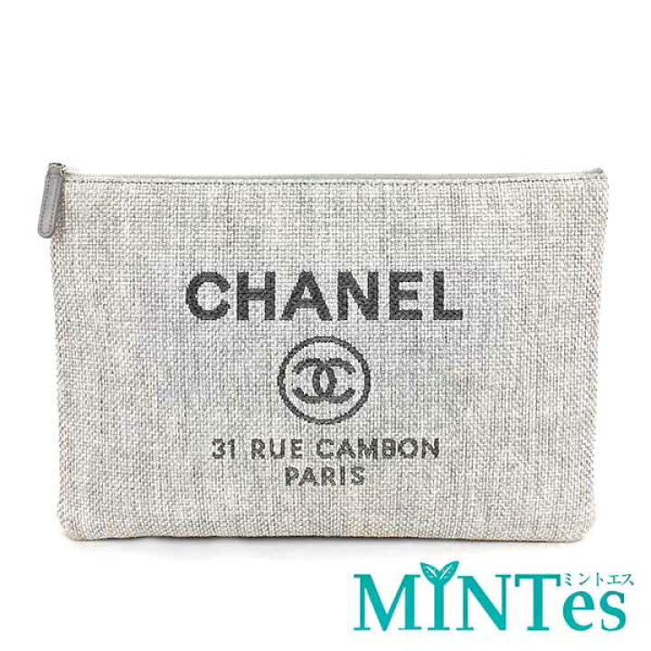 楽天市場】Chanel シャネル ドーヴィル クラッチバッグ グレー 