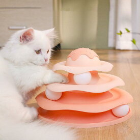 猫 おもちゃ ボール ぐるぐる タワー 遊び 3層 回転 タワー ボール 回転盤 猫 じゃらし 付き ストレス 発散 留守番 対応 トラックボール ペット 遊び道具 遊び 好き 運動不足 解消