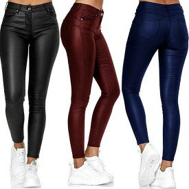 レザーパンツ スキニー レディース 革パン PUレザー フェイクレザー スパッツ パンツ ボトムス スリムパンツ スリム レギンス タイト 細身 革ジャン ストレート