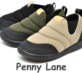 レディース サイドゴア スニーカー スリッポン ペニーレイン Penny Lane 3178 履きやすい モック シューズ 婦人靴 ベージュ カーキ ブラック