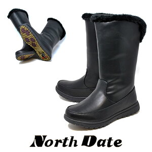 防寒 スパイク スノーブーツ 黒 ミドル 北海道 冬靴 ノースデイト 38033 黒 ブラック 冬 雪 氷 アイスバーン 滑らない レディース ブーツ 婦人靴 アウトドア