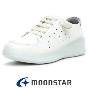 レディース ムーンスター スポルス 2000 白 ホワイト 本革 ゴム紐 スリッポン コンフォートシューズ 幅広 4E 撥水加工 日本製 MOONSTAR SPORTH SP2000