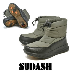 ダテハキ スパイク 防水 防寒 スノーブーツ レディース 35203 カーキS 防滑 ウィンターブーツ 冬靴 滑り止め 北海道 婦人靴