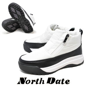 防寒 防水 ガラス繊維 スノーブーツ ノースデイト 6001 ホワイト 白 ショートブーツ NORTH DATE 北海道 冬靴 冬 雪道 防滑 レディース ブーツ 婦人靴