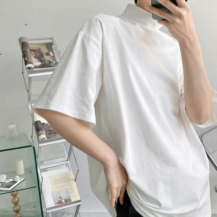楽天市場】黒 Tシャツ ゆったり カットソー メンズ 白 タートルネック 