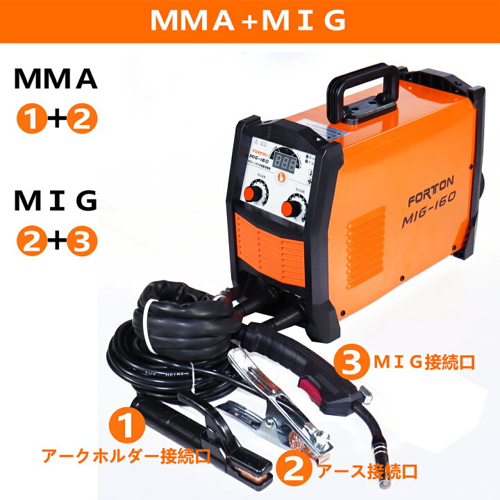 楽天市場】FORTON 半自動溶接機MIG160 AC100V 1台両用 MMA・MIG 