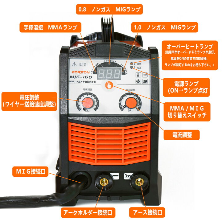 半自動溶接機MIG160 AC100V 1台両用 アーク溶接機 小型軽量 楽天市場 