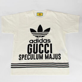 グッチ Tシャツ カットソー クルーネック 半袖 アディダス コラボ GUCCI 616036 XJEW1 9095 ホワイト トップス メンズ