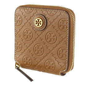 トリーバーチ 財布 二つ折り ラウンドファスナー・ジップ モノグラム TORY BURCH 79380 909 ブラウン 茶 財布 レディース