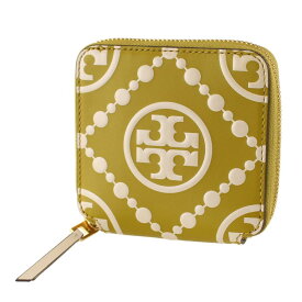 【訳ありアウトレット】トリーバーチ 財布 二つ折り ラウンドファスナー・ジップ モノグラム TORY BURCH 87183 グリーン×ホワイト 緑 財布 レディース