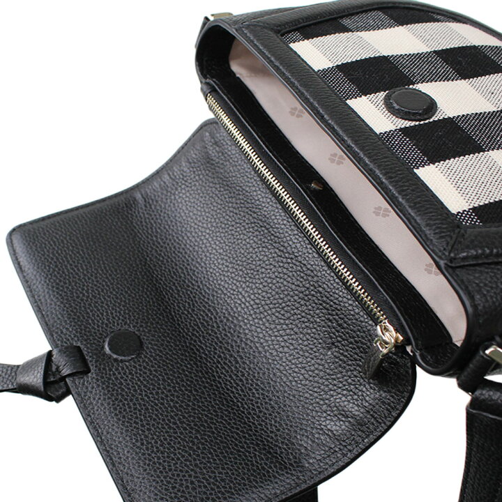 ケイトスペード ショルダーバッグ・ポシェット キャンバス KATE SPADE pxr00508 098 ブラックマルチ系 ギンガムチェック 異素材ミックス 斜め掛け・クロスボディ バッグ・カバン レディース ミッピーナ イヤリングバッグ❗️ケイトスペード小ハンドバッグシボ革アレンジ入ブラック