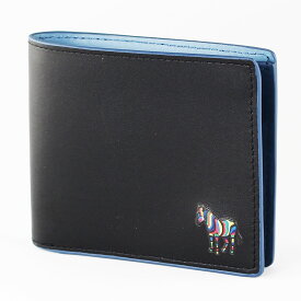 ポールスミス 折りたたみ財布 メンズ PAUL SMITH 5321/SZEBRA BLACK/BLUE ブラック×ブルー ゼブラ バイカラー 財布