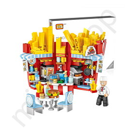 LOZ ブロック ポテト ハウス　ファストフード ショップ 知育玩具 おもちゃ おうち時間 カラフル 組み合わせ 子供向け 空間認識 モンテッソーリ 積み木 パズル 立体パズル 誕生日 ミニブロック LEGO　レゴ互換不可 組立