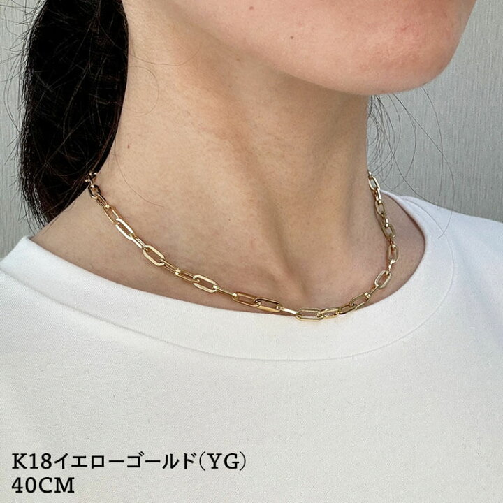 楽天市場】ネックレス チェーン 中空ペーパークリップ K18 18金 k18 