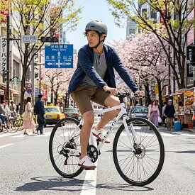 【完成車お届け可能】ACEXIS クロスバイク 自転車 シマノ7段変速 適応身長160cm以上 厚手クッションサドル ディスクブレーキ 通勤 通学 プレゼント 誕生日
