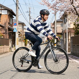 【完成車お届け可能】ACEXIS ロードバイク 自転車 シマノ21段変速 アルミフレーム 適応身長160cm以上 前後輪クイックリリース仕様 厚手クッションサドル ディスクブレーキ 通勤 通学 プレゼント 誕生日