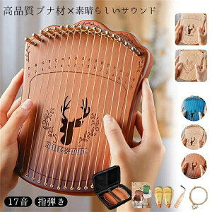 カリンバ 親指ピアノ 17キー楽器 初心者 サムピアノ アフリカ楽器 Kalimba おやゆびピアノ 17音の指ピアノ キッズ 演奏 練習 キーステッカー付 初心者 おもちゃ 収納ケース/ピンク/予備用弦/調